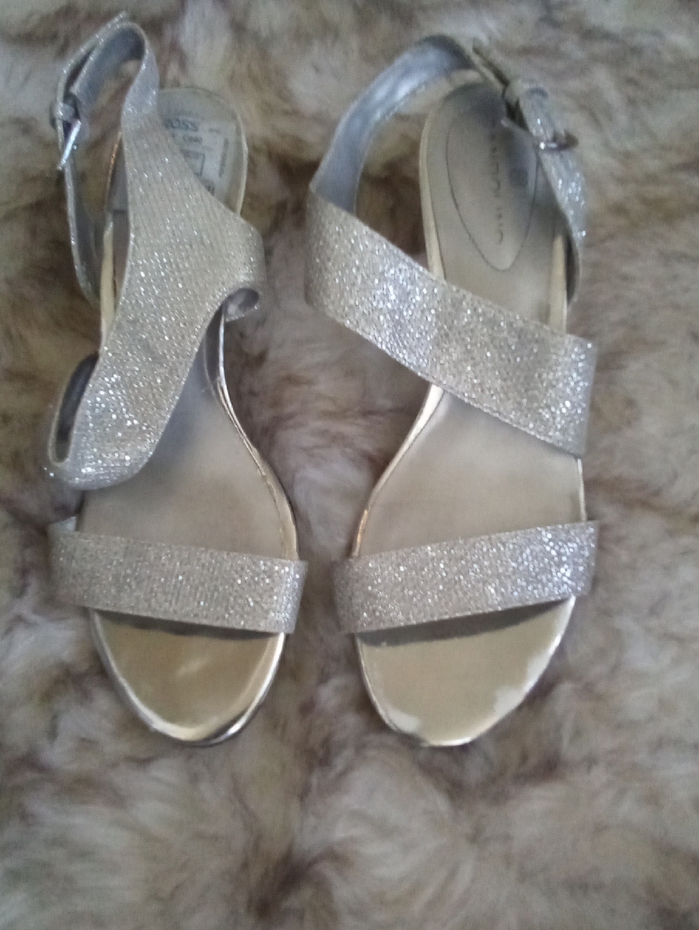 Bandolino Silver Glitter Slingback Sandals